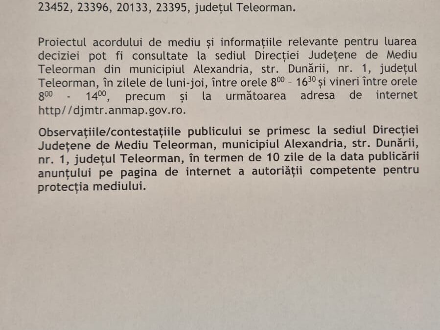 Anunt -emitere acord de mediu